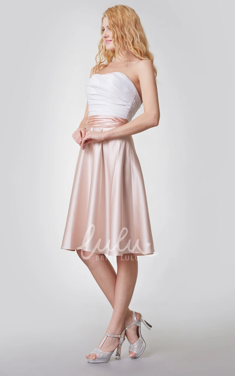 Short Sleeveless Satin Dress with Ruching Noble & Elegant