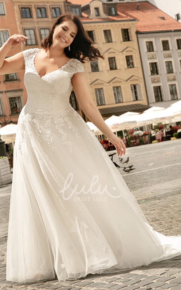 Floor-length A-line V-neck Lace Wedding Dress with Appliques Elegant & Timeless