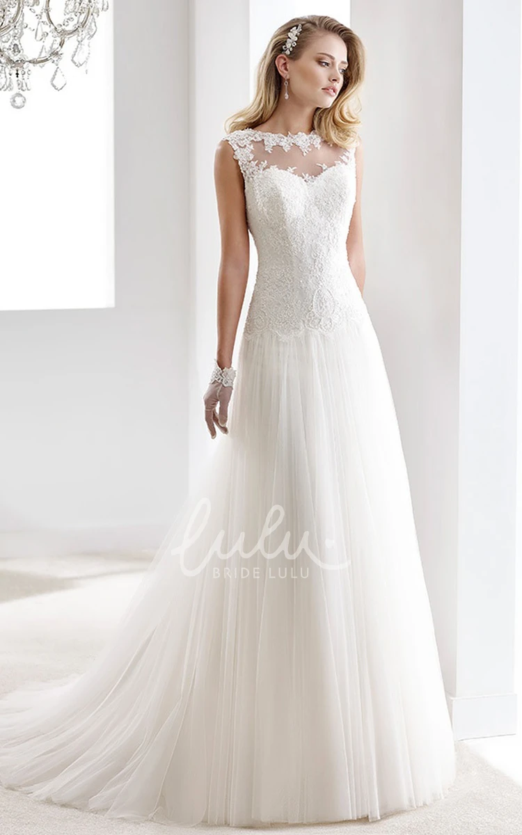 Chiffon Gown with Draping and Illusive Neckline Lace Bodice