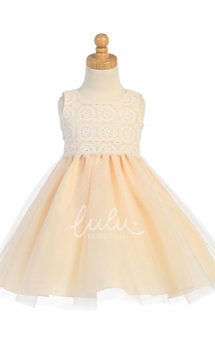 Tiered Tulle&Lace Flower Girl Dress Floral Tiered Tulle&Lace Flower Girl Dress