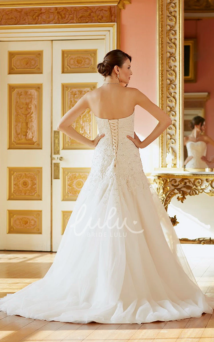 Strapless Beaded Tulle Wedding Dress with Sleeveless Design