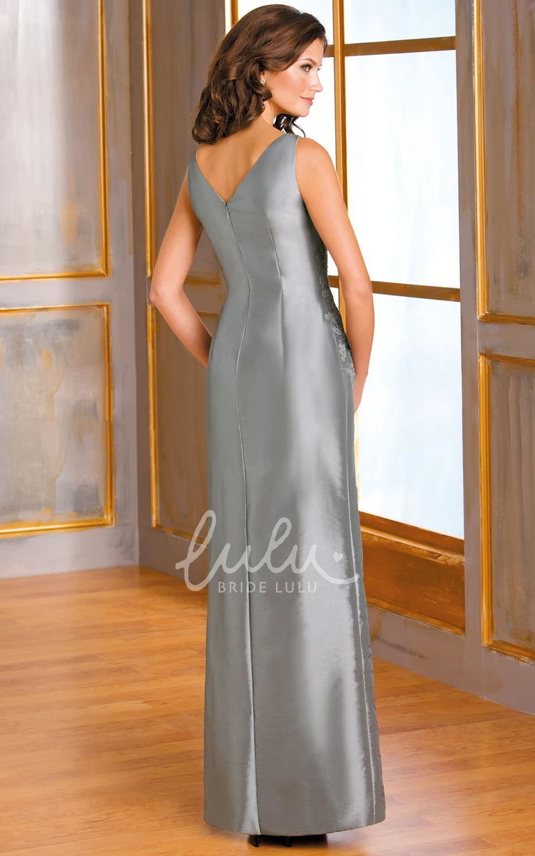 Satin Applique Mother Of The Bride Dress with Jacket and V-Neck