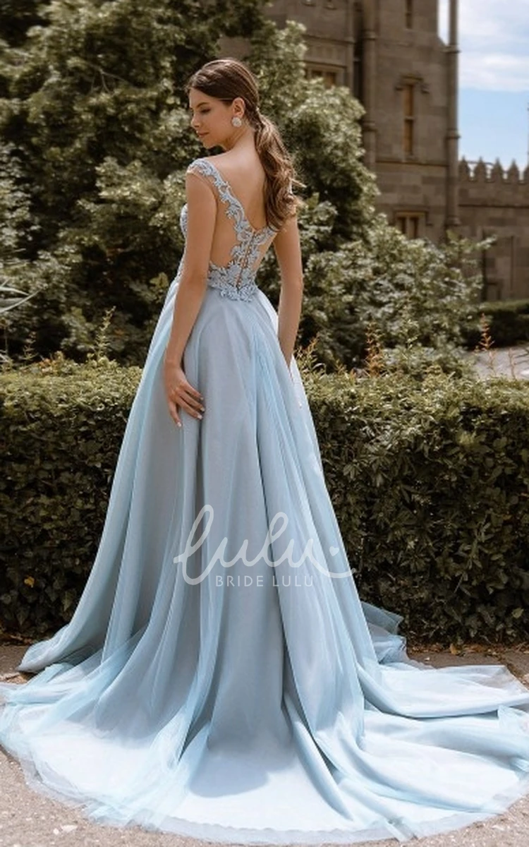 Elegant Lace Tulle Dresses V-Neck Sexy Illusion Back Bridesmaid Dresses