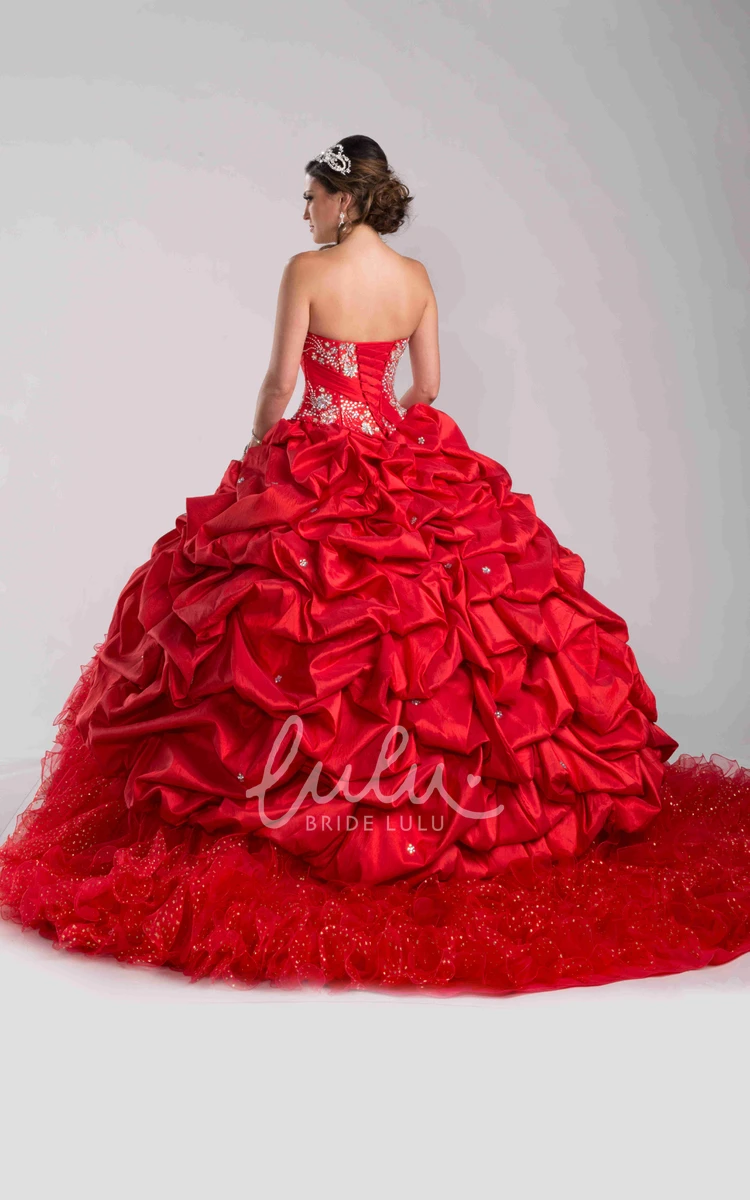 Crystal Ruched Corset Ball Gown with Cascading Ruffles Formal Dress