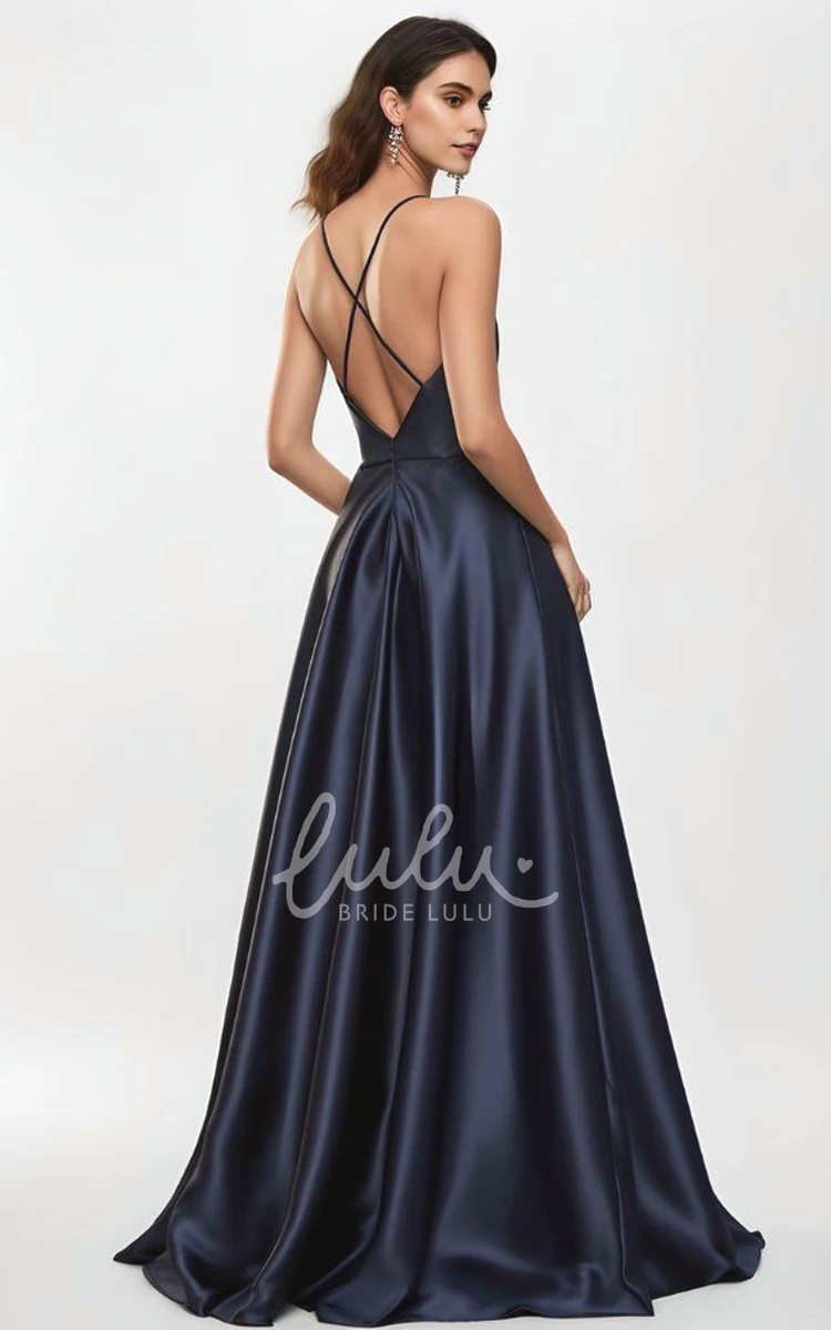 Satin A-Line V-Neck Sleeveless Prom Dress Ethereal & Beautiful Prom Dress