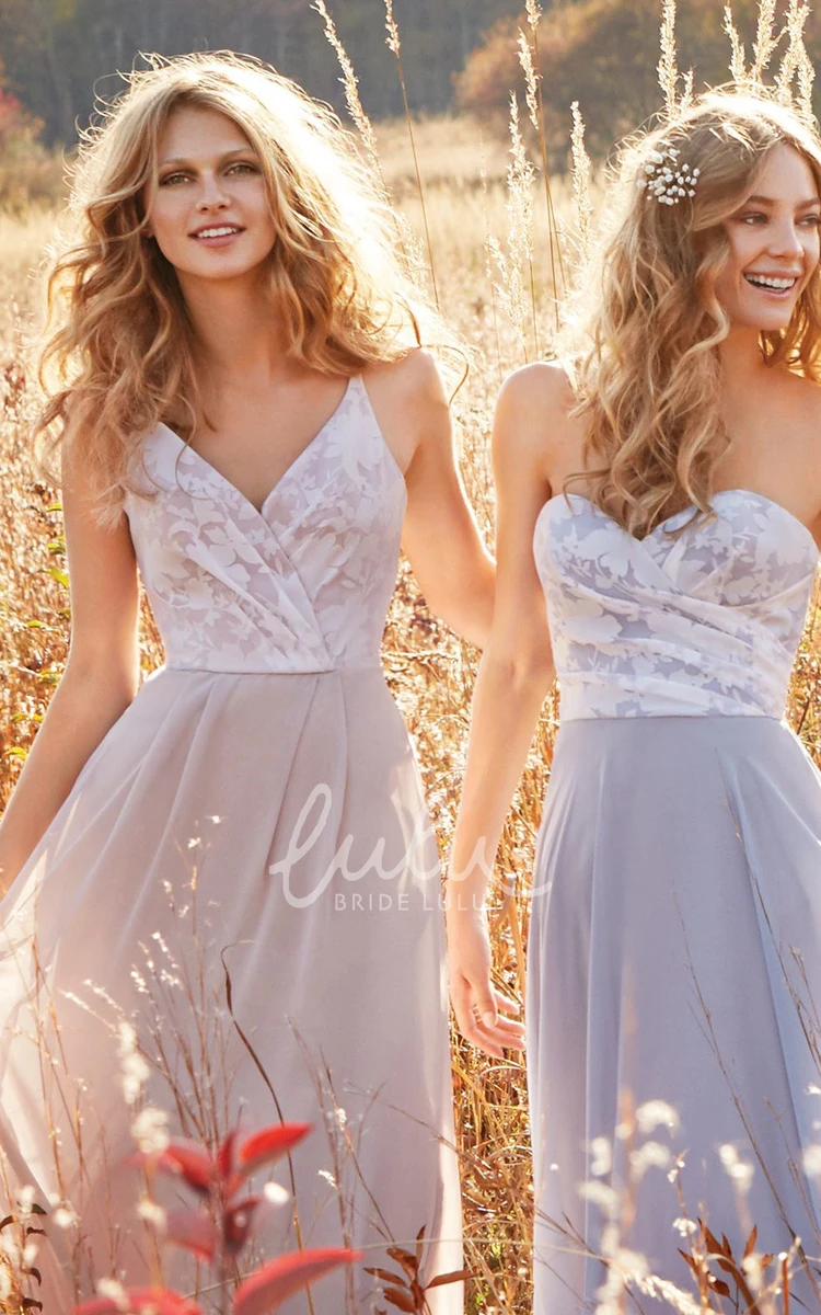 Appliqued Sweetheart Sleeveless Bridesmaid Dress in Chiffon