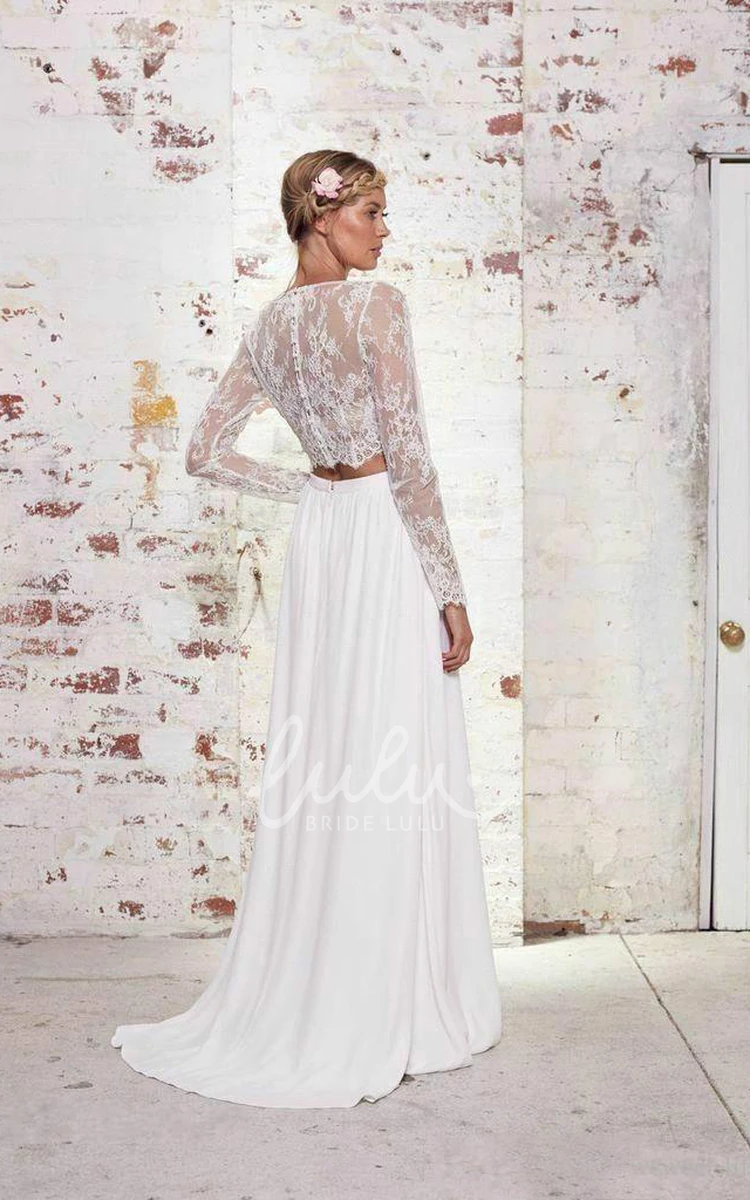 Ethereal Bohemian Two Piece Tulle Wedding Dress with Pleats Flowy Bridal Gown