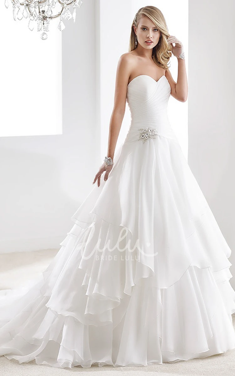 A-Line Chiffon Wedding Dress with Illusive Neckline and Beaded Waist 2025 Bridal Gown