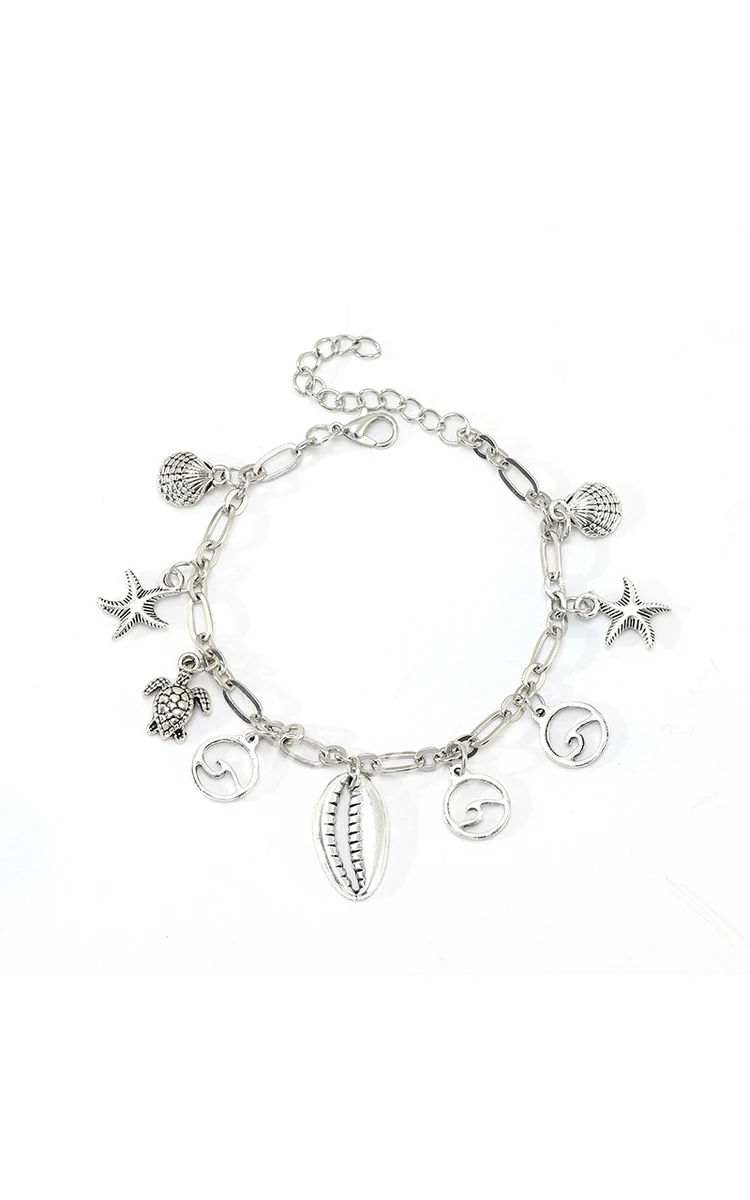 Beach Wedding Cute Anklet with Shell Starfish and Sea Turtle