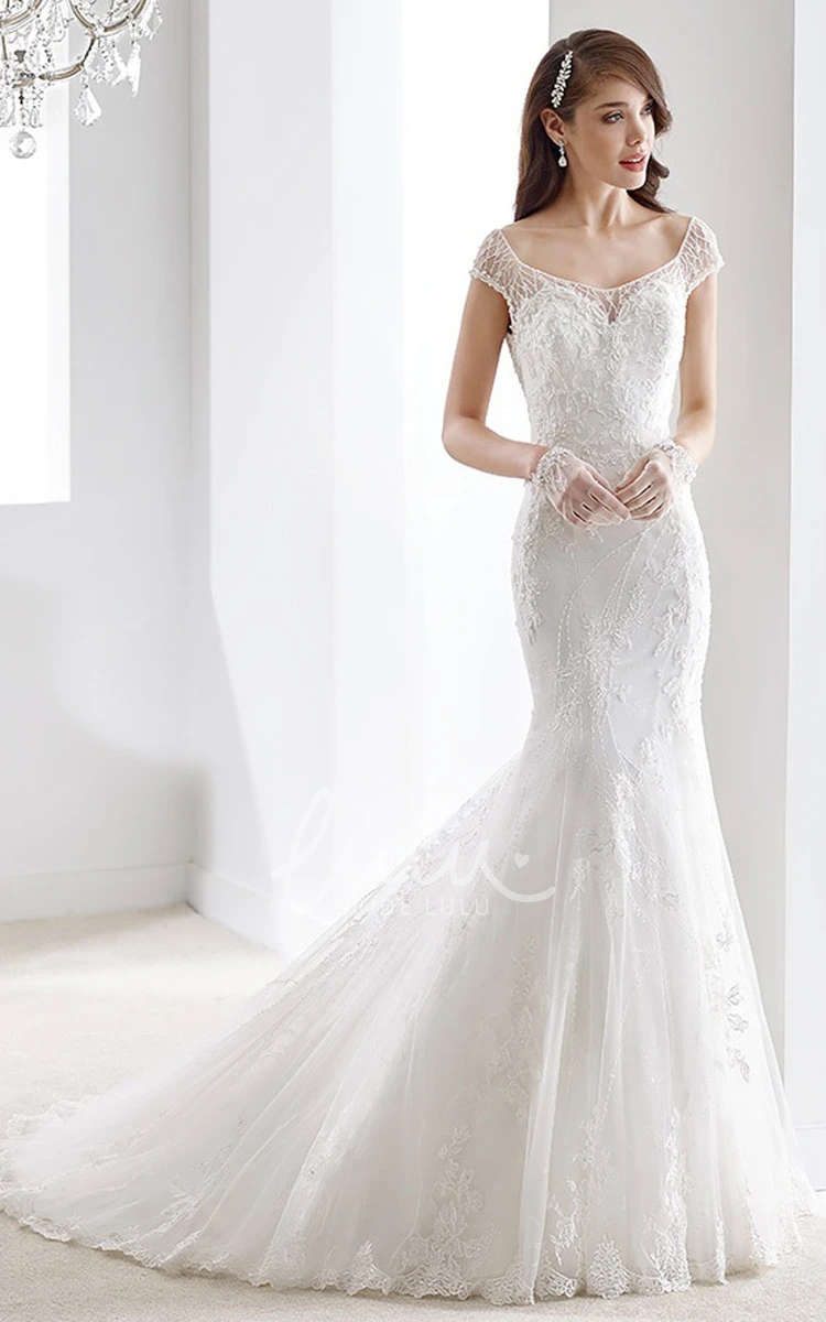 Lace V-Neck Gown with Appliques and Open Back for Bridal Events