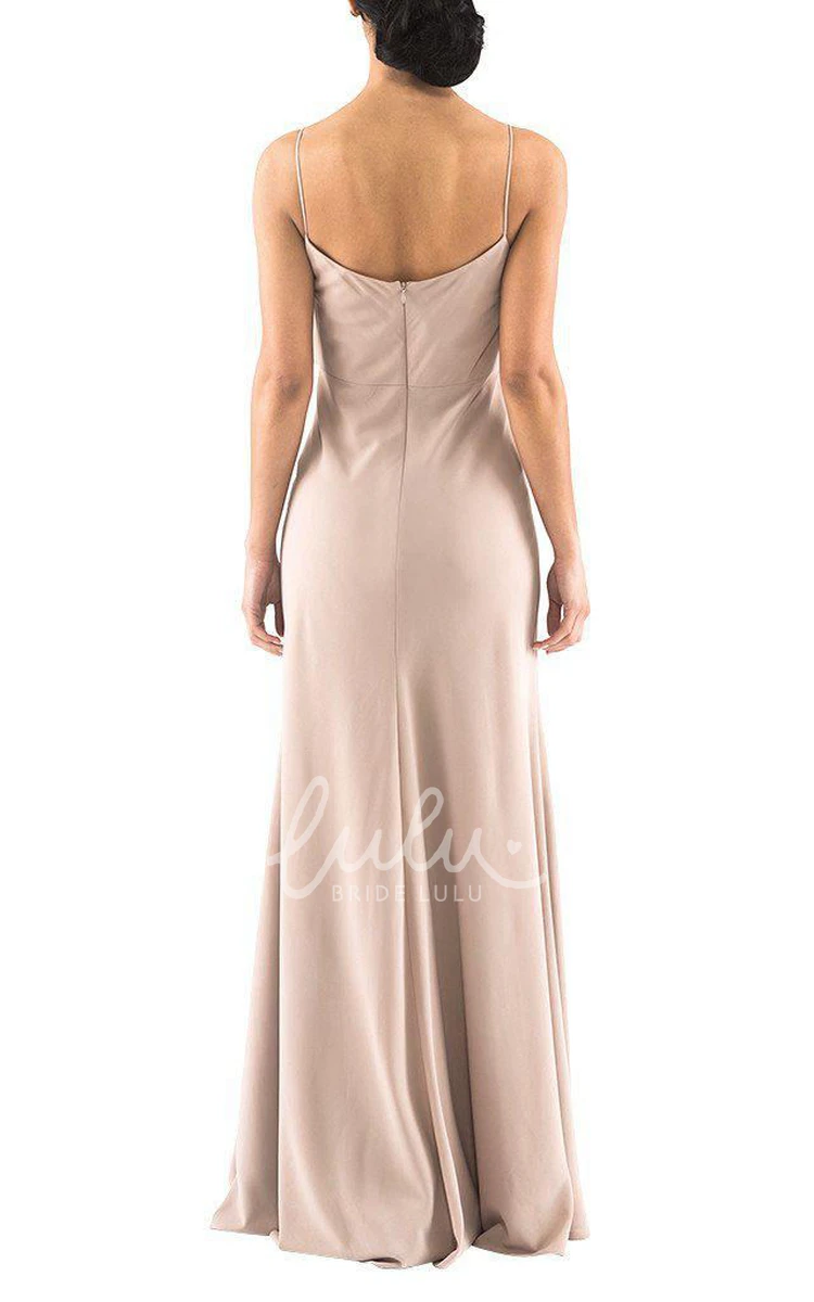 Sheath Spaghetti Straps Bridesmaid Dress with Long Hemline