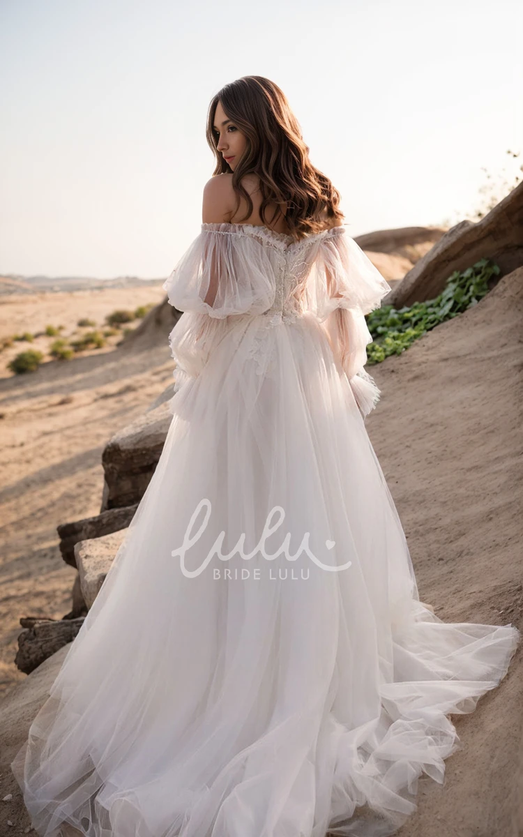 Sparkly Flowy Detachable Long Sleeve Winter A-Line Wedding Dress Ethereal Sexy Split Front Sweetheart Beach Country Garden Bridal Gown