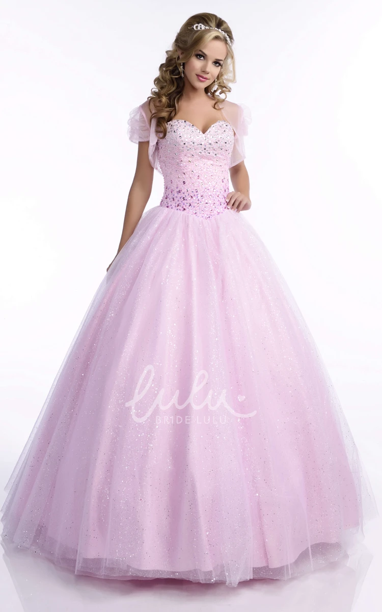 Beaded Corset Lace-Up Tulle Quinceanera Dress for Women