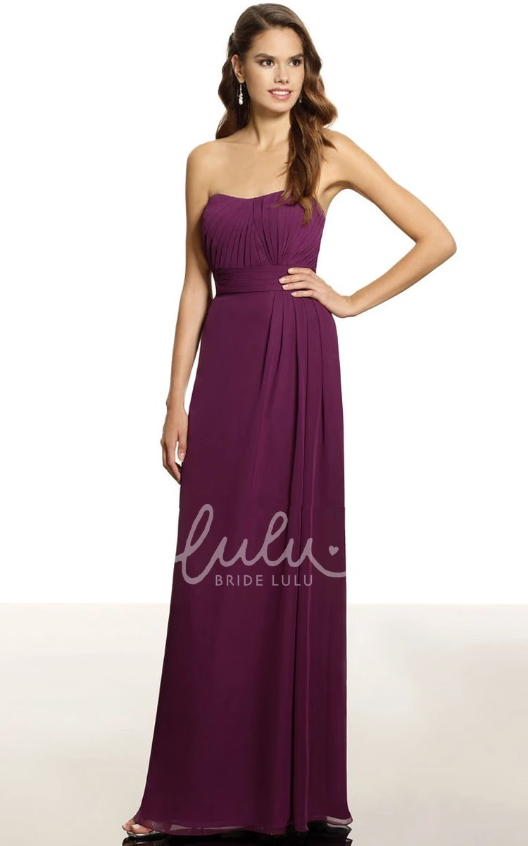 Strapless Chiffon Bridesmaid Dress with Ruched Detail Beautiful Prom Dress