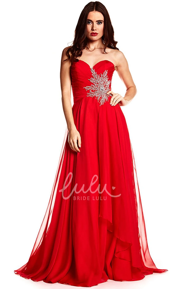 Floor-Length Sleeveless Chiffon Prom Dress with Criss-Cross Sweetheart Neckline