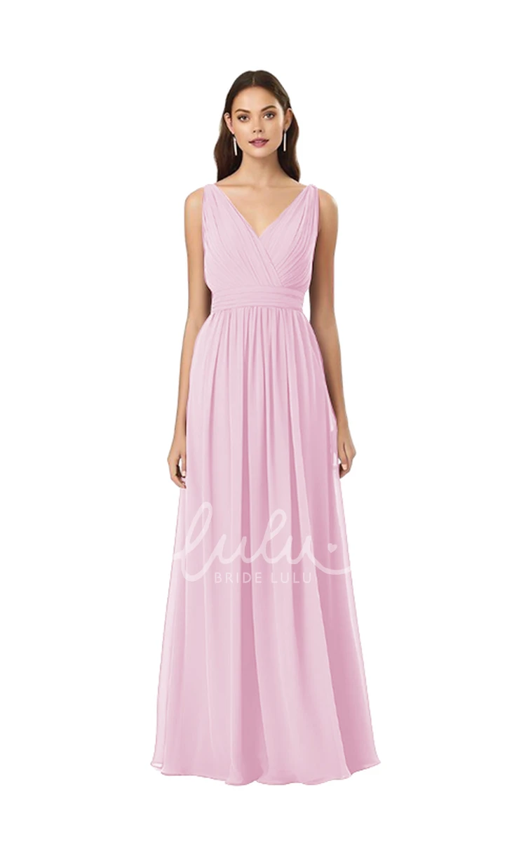 V-Neck Chiffon Bridesmaid Dress Romantic & Dreamy A-Line