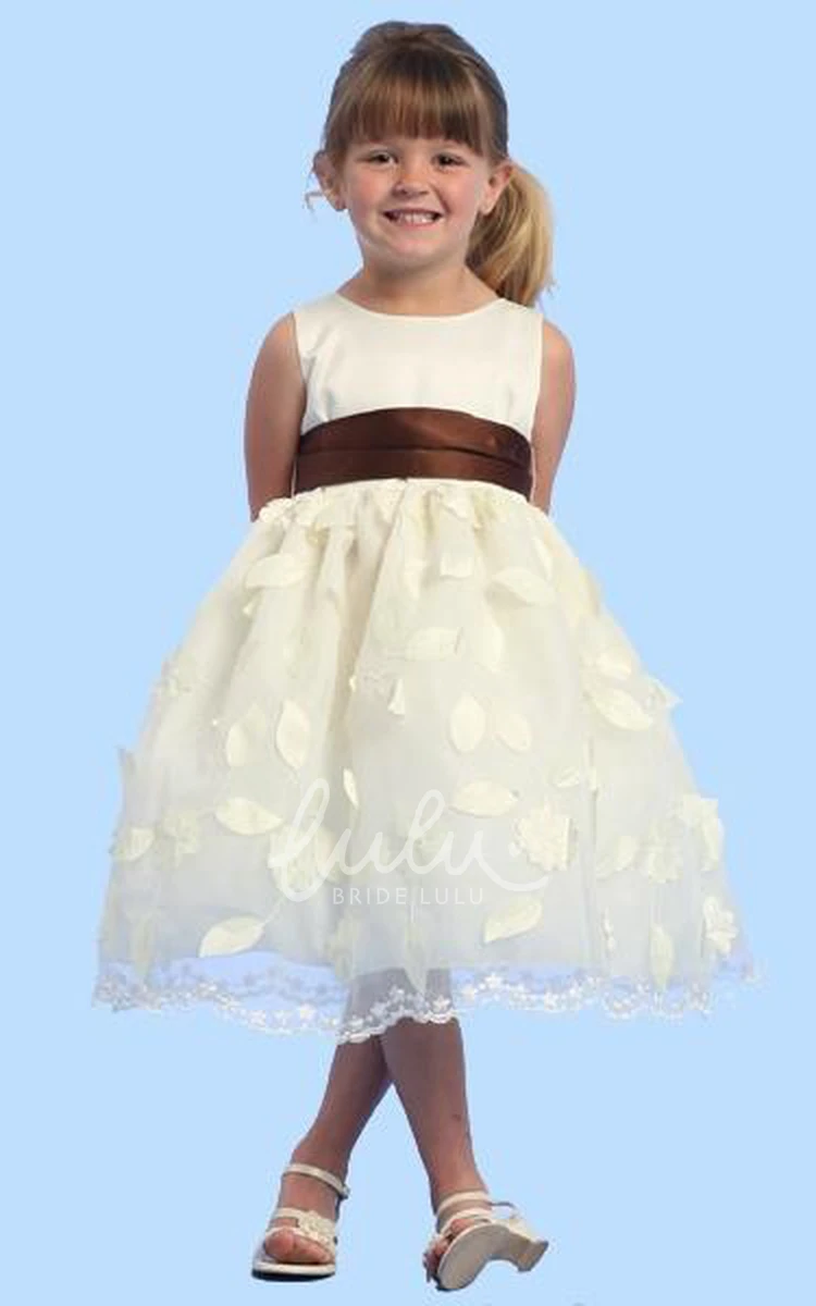 Satin Floral Ankle-Length Flower Girl Dress Boho and Chic