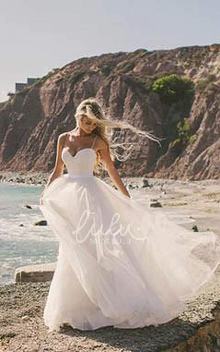 Tulle Spaghetti Strap Ball Gown Wedding Dress with Zipper