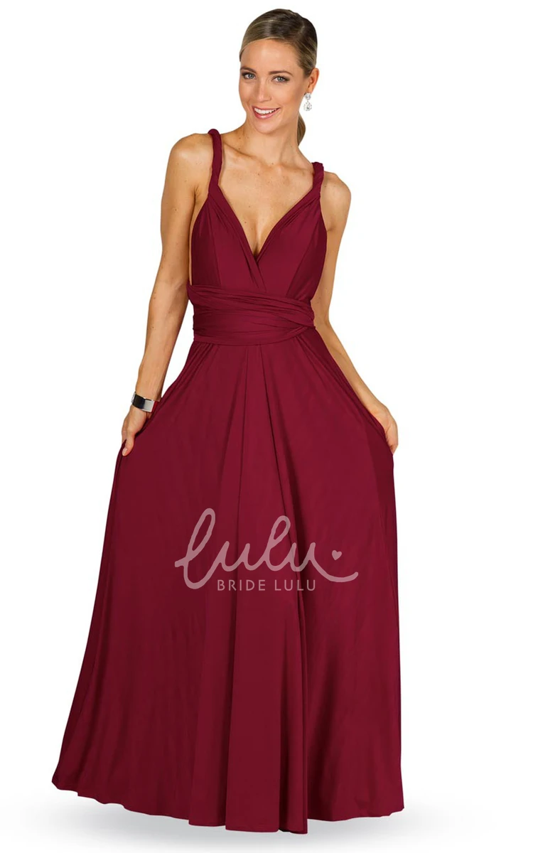 Halter Sleeveless Chiffon Bridesmaid Dress with Ruching Modern Convertible Style