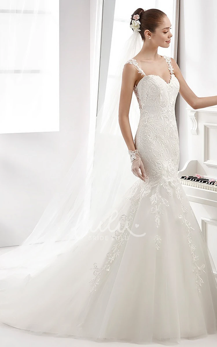 Mermaid Wedding Dress with Sweetheart Neckline and Illusive Lace Straps