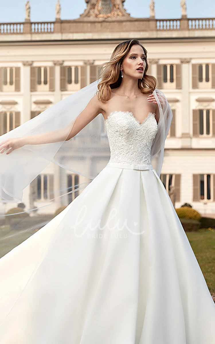 A-Line Sweetheart Chiffon Wedding Dress with Chapel Train