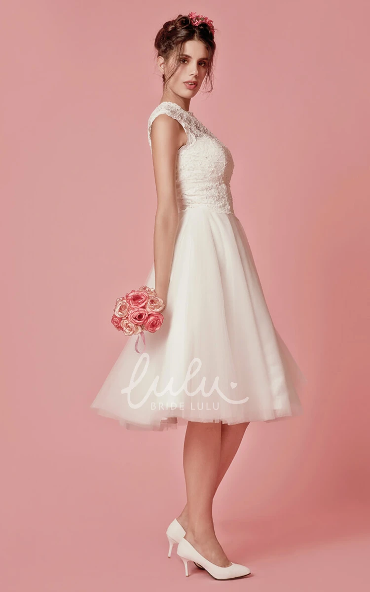 Knee Length A-Line Wedding Dress with Jacket and Cap Sleeves