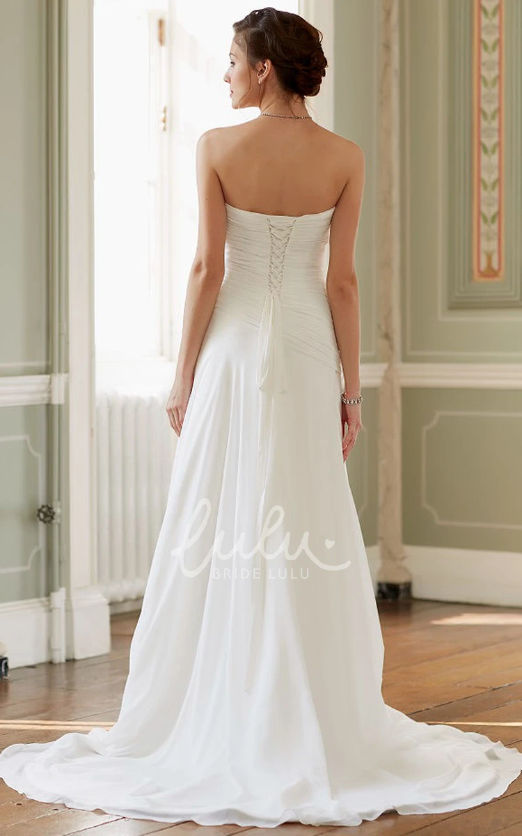 Sweetheart Ruched Chiffon Wedding Dress with Corset Back Simple and Romantic