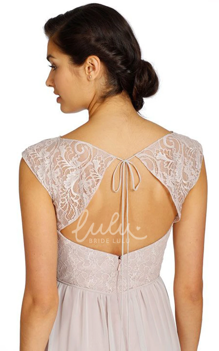 Long Lace Chiffon Bridesmaid Dress with Keyhole Elegant Lace Bridesmaid Dress 2024