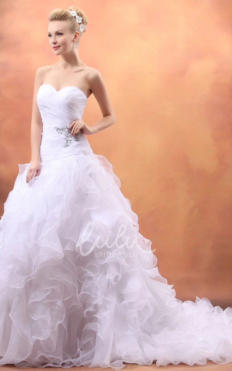 Organza Wedding Gown Sleeveless A-Line Sweetheart Ruffles