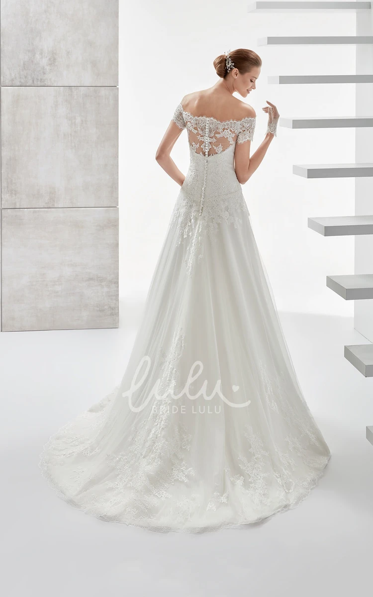 Lace Applique Off-Shoulder Wedding Dress with Sweetheart Neckline Elegant Bridal Gown