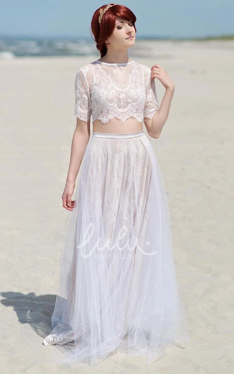 Tulle Lace Satin Bridesmaid Dress with Button Zipper Elegant Bridal Gown