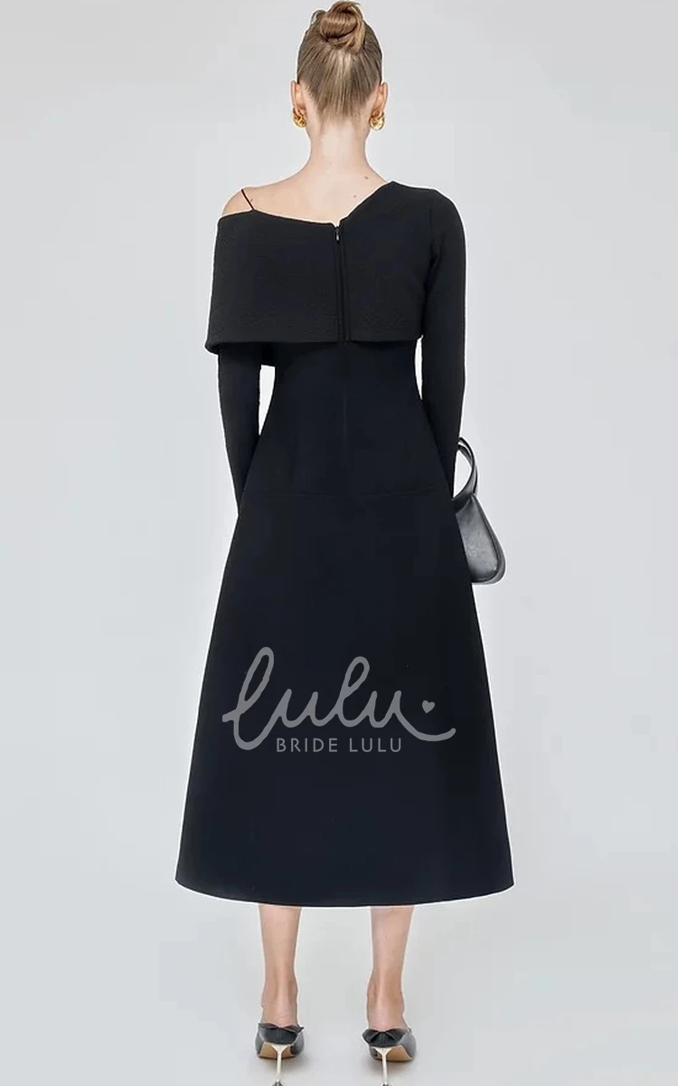 One-Shoulder Satin Tea-Length Cocktail Dress Ethereal & Modern