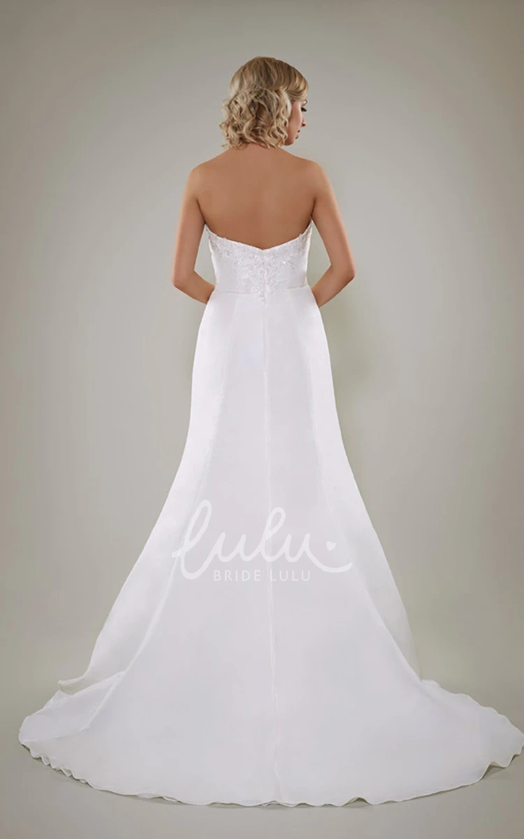 Sweetheart Criss-Cross Short Sleeve A-Line Satin Wedding Dress