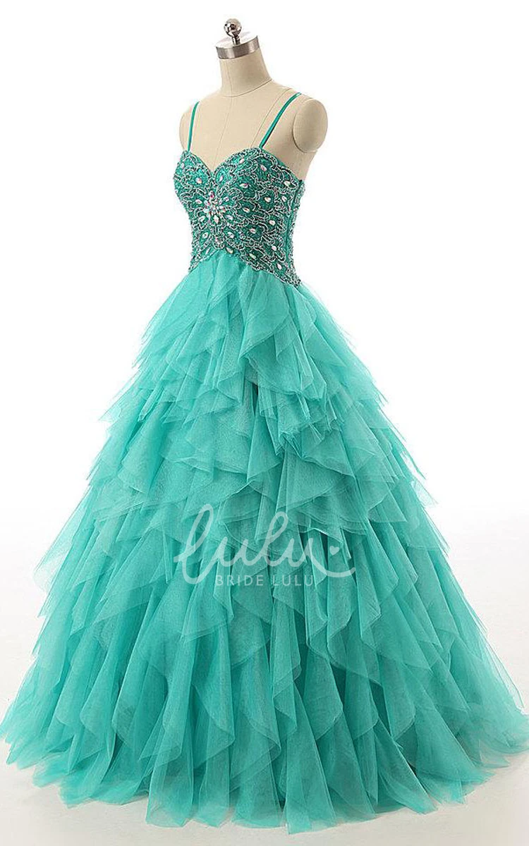 Sweetheart Tulle and Lace Ball Gown Formal Dress with Beading and Corset Back