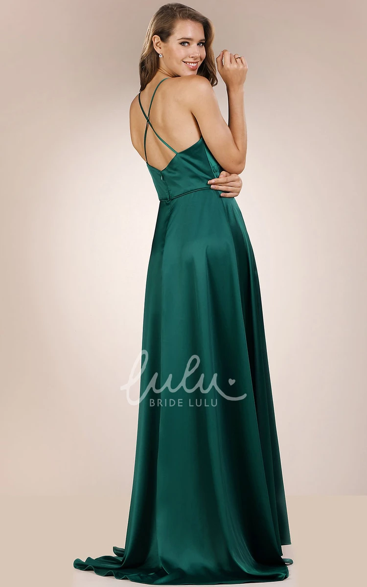 Satin Split Front A Line Prom Dress Modern & Sophisticated