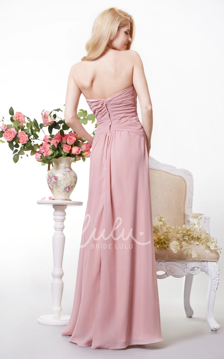 Backless Sweetheart Chiffon Country Bridesmaid Dress with Gathered Skirt and Elegant Style