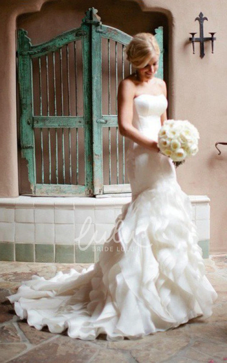 Organza Tulle Mermaid Wedding Dress with Sweetheart Neckline Unique Bridal Gown