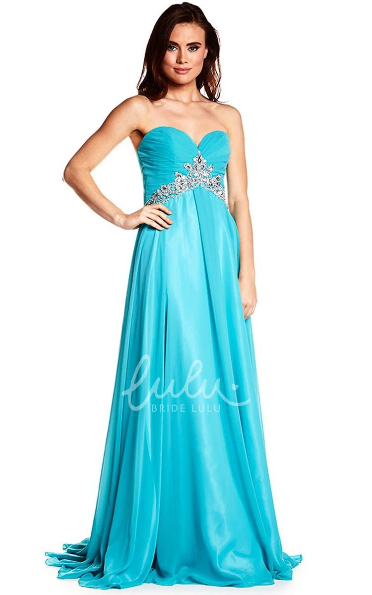 Sweetheart Sleeveless Criss-Cross Chiffon Prom Dress Flowy Prom Dress