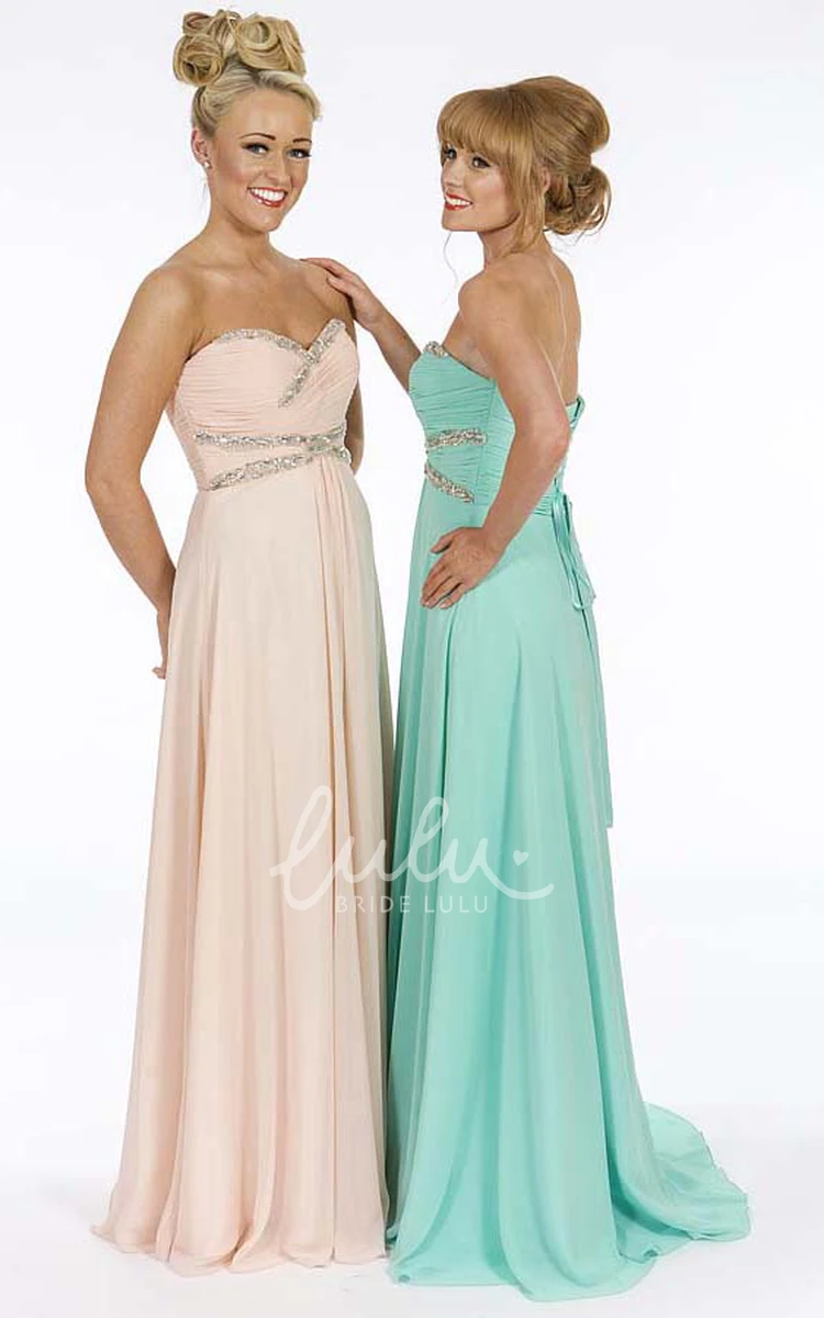 Ruched Sweetheart Chiffon Prom Dress A-Line Long Sleeveless