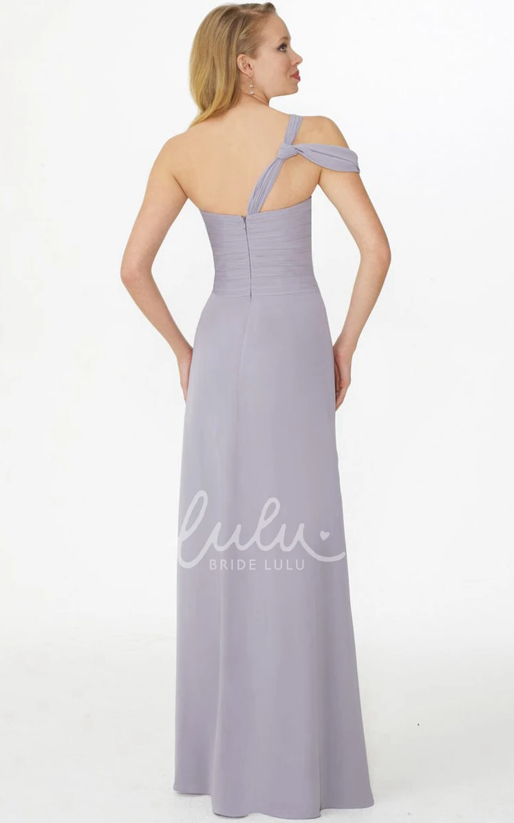 Criss-Cross Draped One-Shoulder Chiffon Bridesmaid Dress Sleeveless