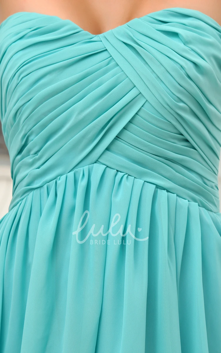 Sleeveless Chiffon Bridesmaid Dress with Sweetheart Ruching and Criss-Cross Back