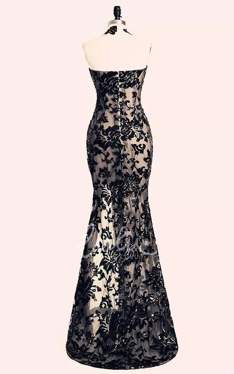 Sexy Lace Sleeveless Open Back Floor-length Evening Dress