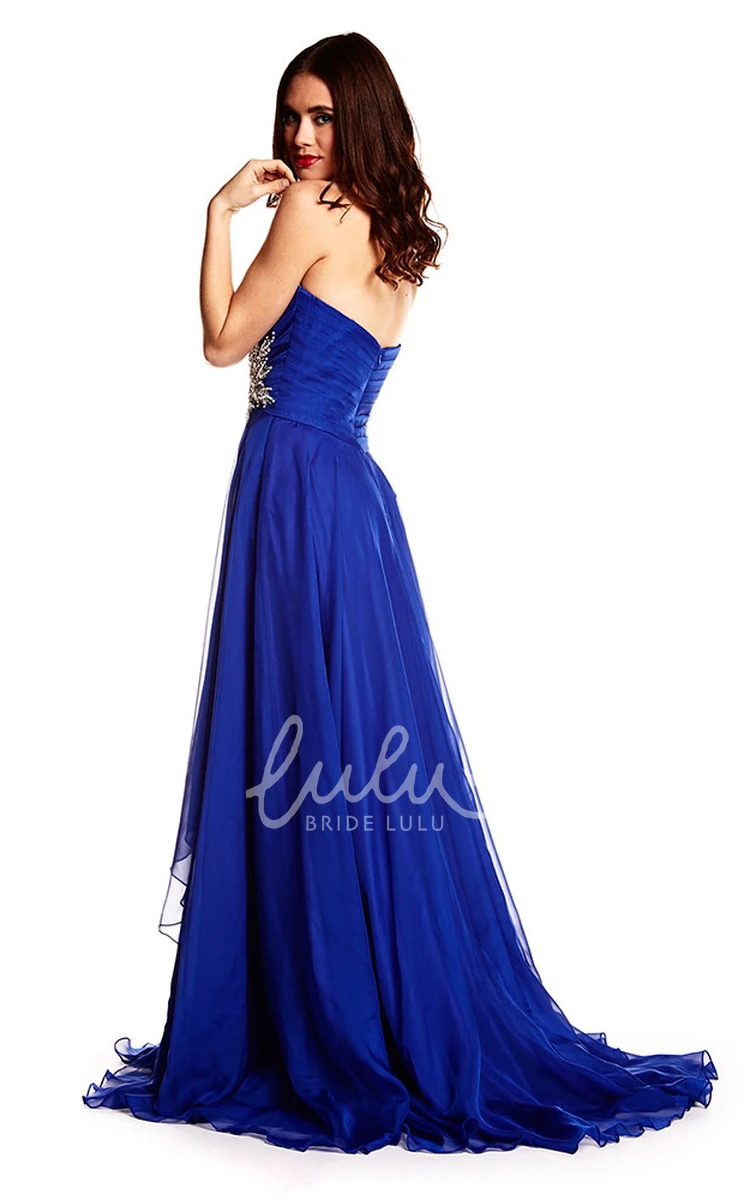 Sleeveless Chiffon Prom Dress with Sweetheart Neckline and Criss-Cross Back