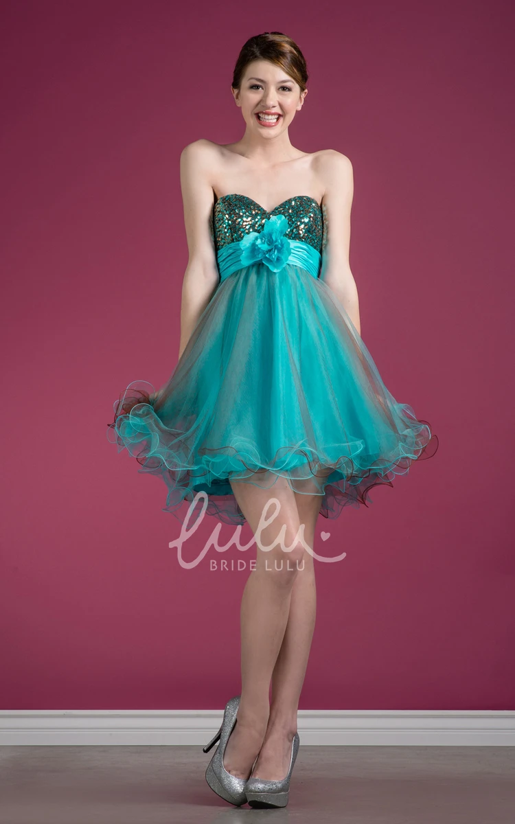 Muti-Color A-Line Sweetheart Tulle Dress with Sequins for Parties