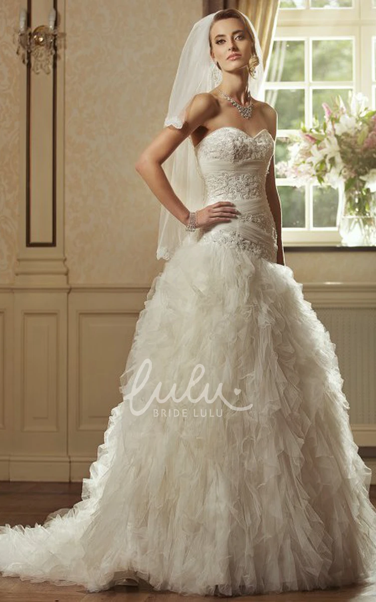 Tulle Ball Gown Wedding Dress with Cascading-Ruffle & Sweetheart