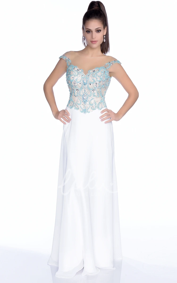 Jeweled Chiffon Sleeveless Formal Dress with Deep V-Back