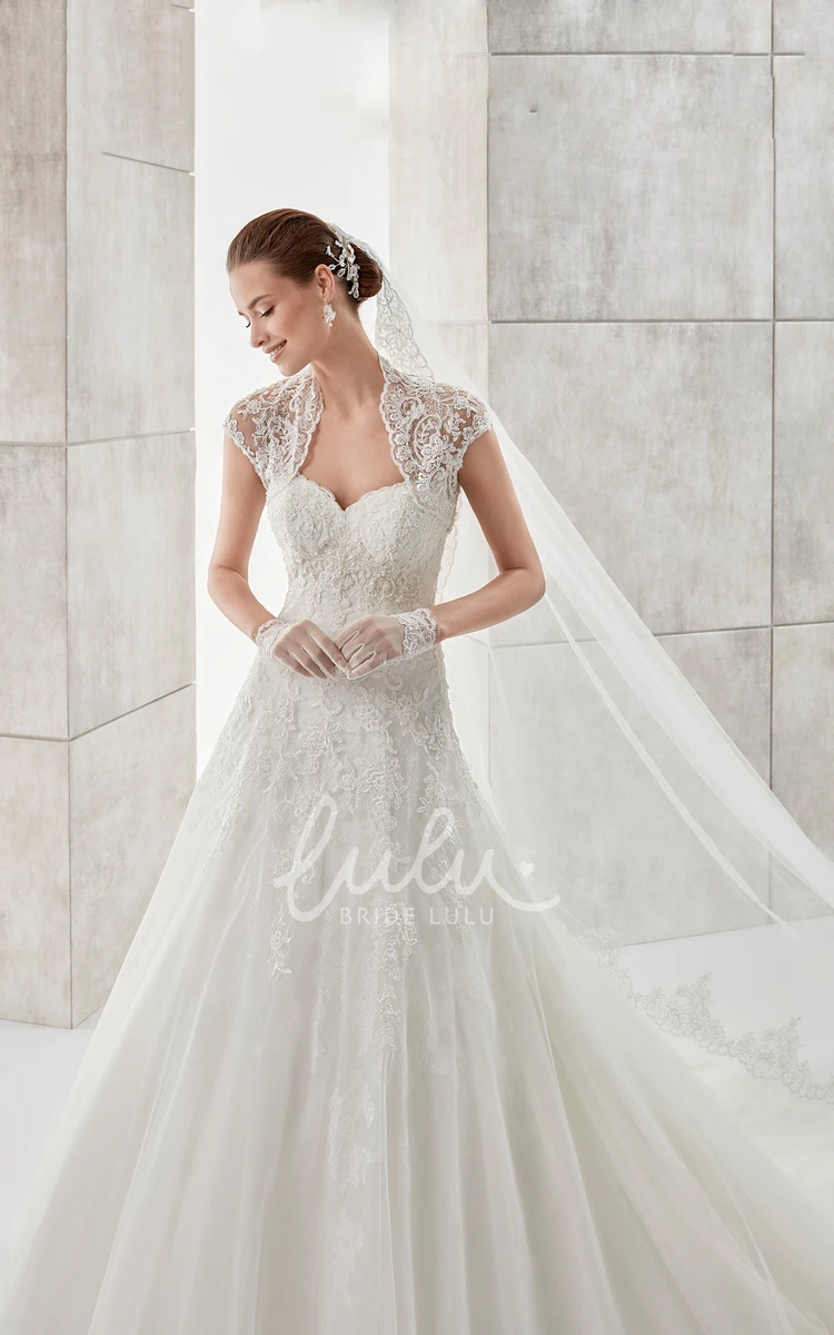 Detachable Lace Coat A-line Wedding Dress Sweetheart & Unique