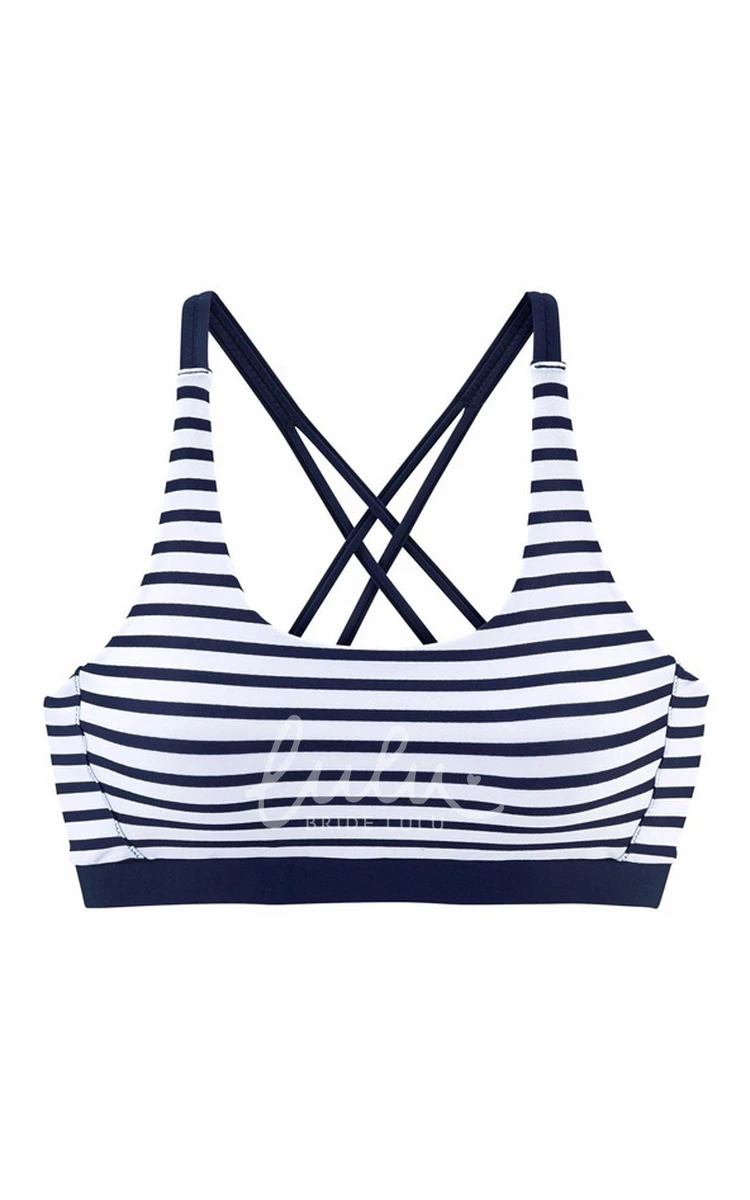 Stripe Bralette Swimsuit Set with Bikini Bottoms