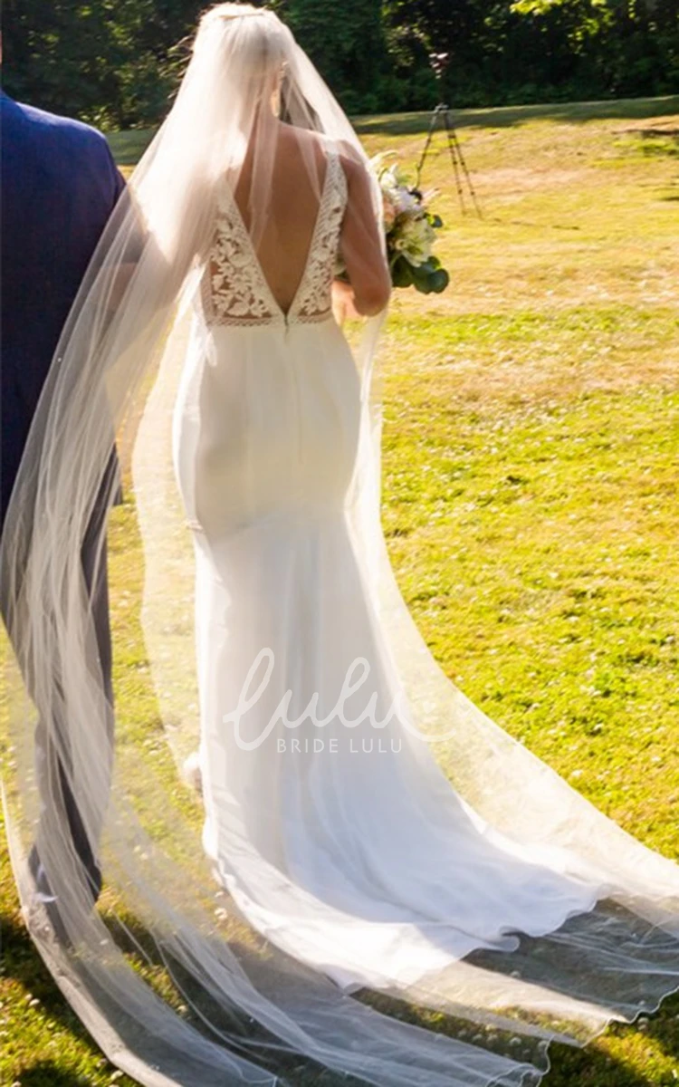 Mermaid Satin Wedding Dress with Plunging Neckline Sweep Train Sexy